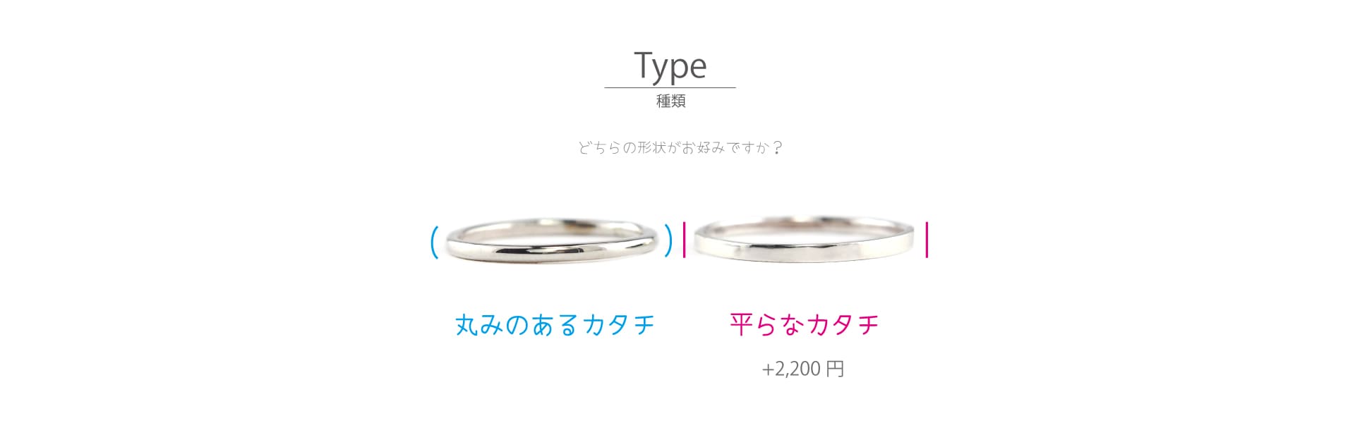 指輪作り体験は2種類の形状から選べます